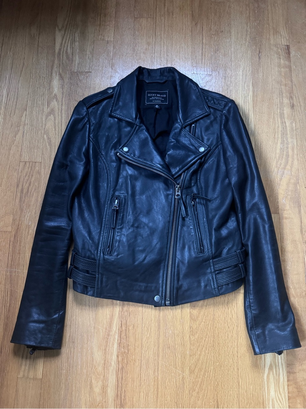 Lucky Brand Black Leather Moto Jacket